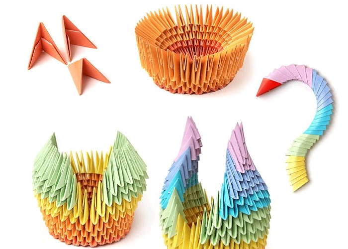 Skaista gulbja origami tehniku